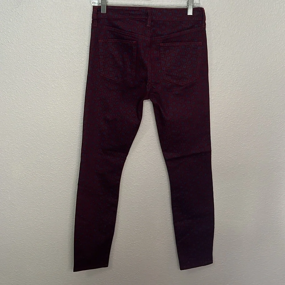 Tory Burch Burgundy/Blue Patterned Jeans Size 27